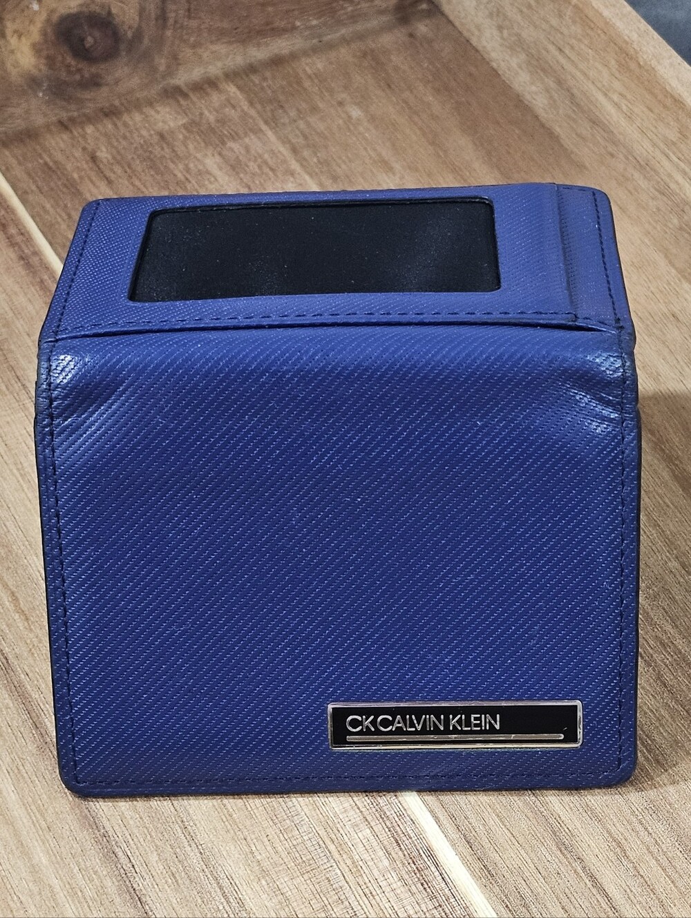 Calvin Klein Men's Saffiano Leather Passcase Wallet in Cobalt Blue